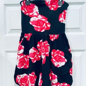 Ava Sky Black Red Roses strapless romper